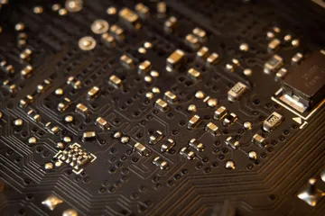 Close-up of electronic components on a circuit board